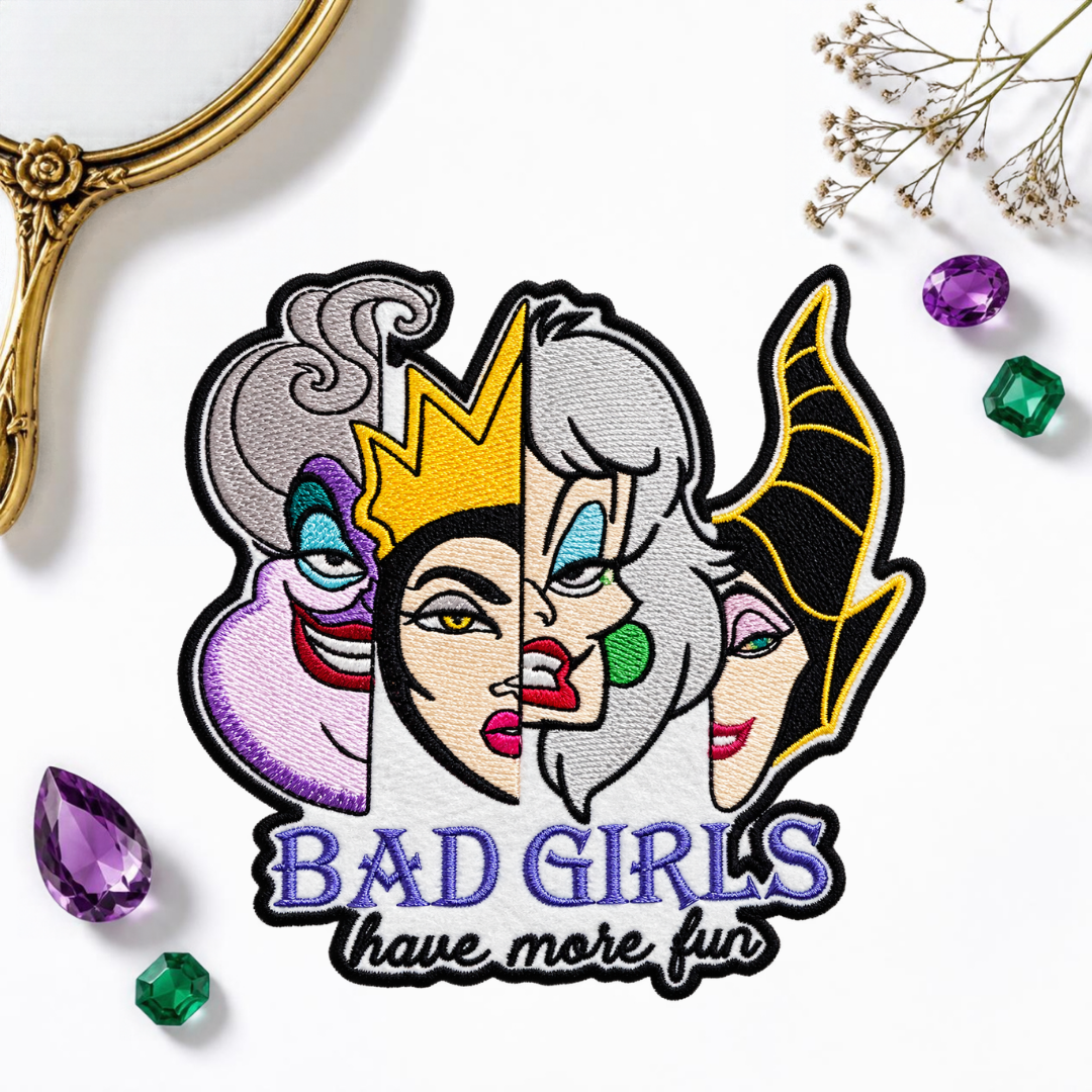 Bad Girls Have More Fun embroidered villain patch