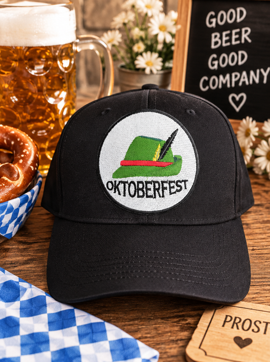 Black Oktoberfest patch baseball hat styled product photo