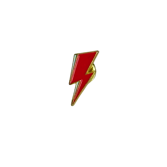 “Ziggy Stardust lightning bolt enamel pin”

