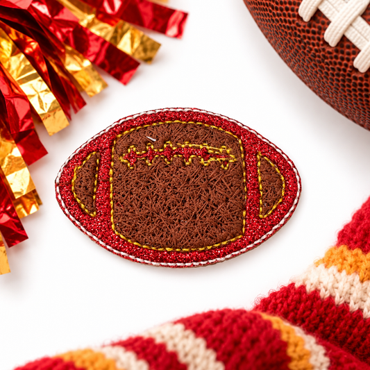 Kansas City red and gold embroidered football iron-on patch