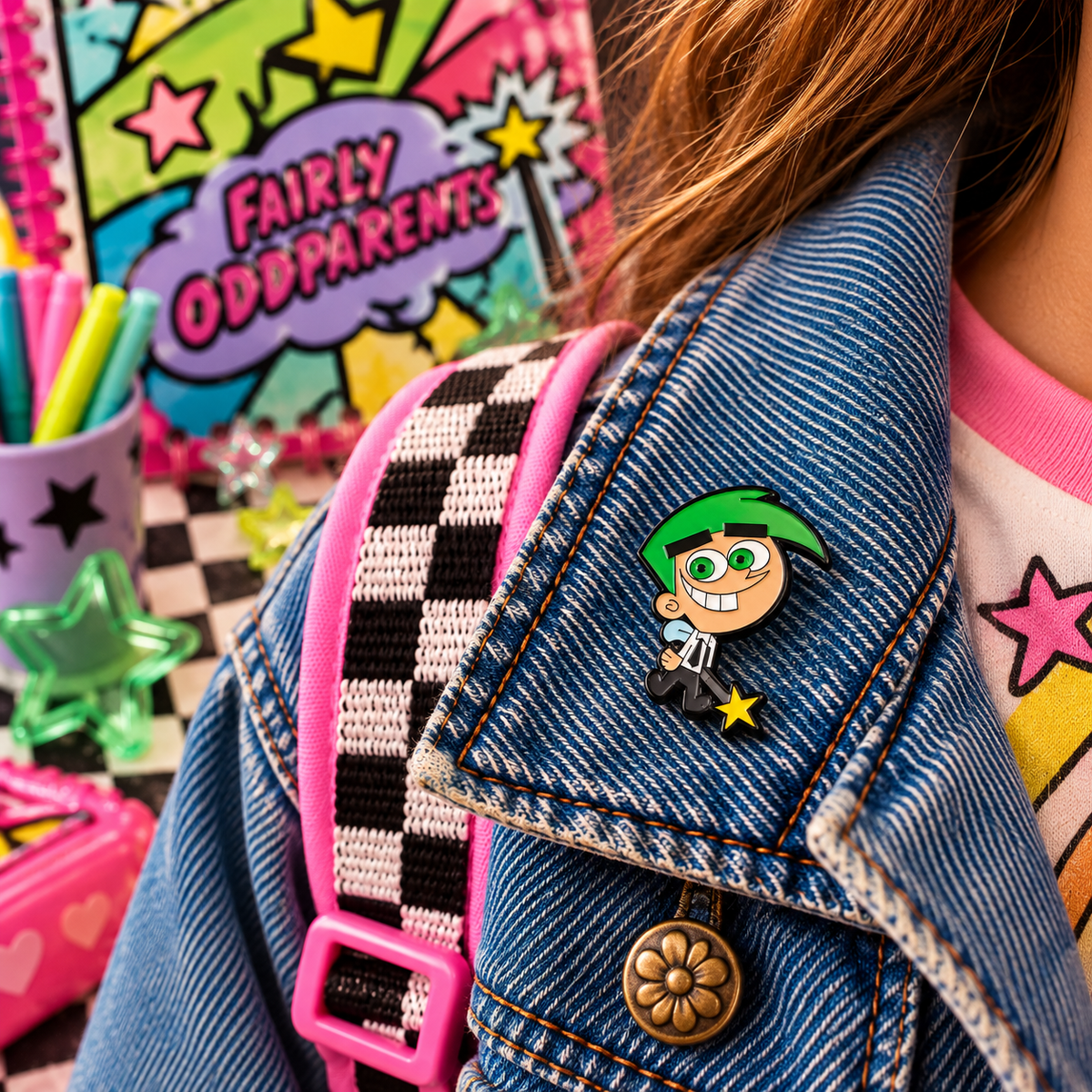 Cosmo Fairly OddParents enamel pin lifestyle image
