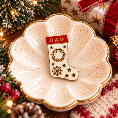 Dad Christmas stocking enamel pin festive hero image