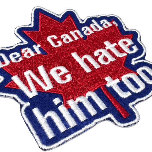 Close-up angled view of maple leaf embroidered patch