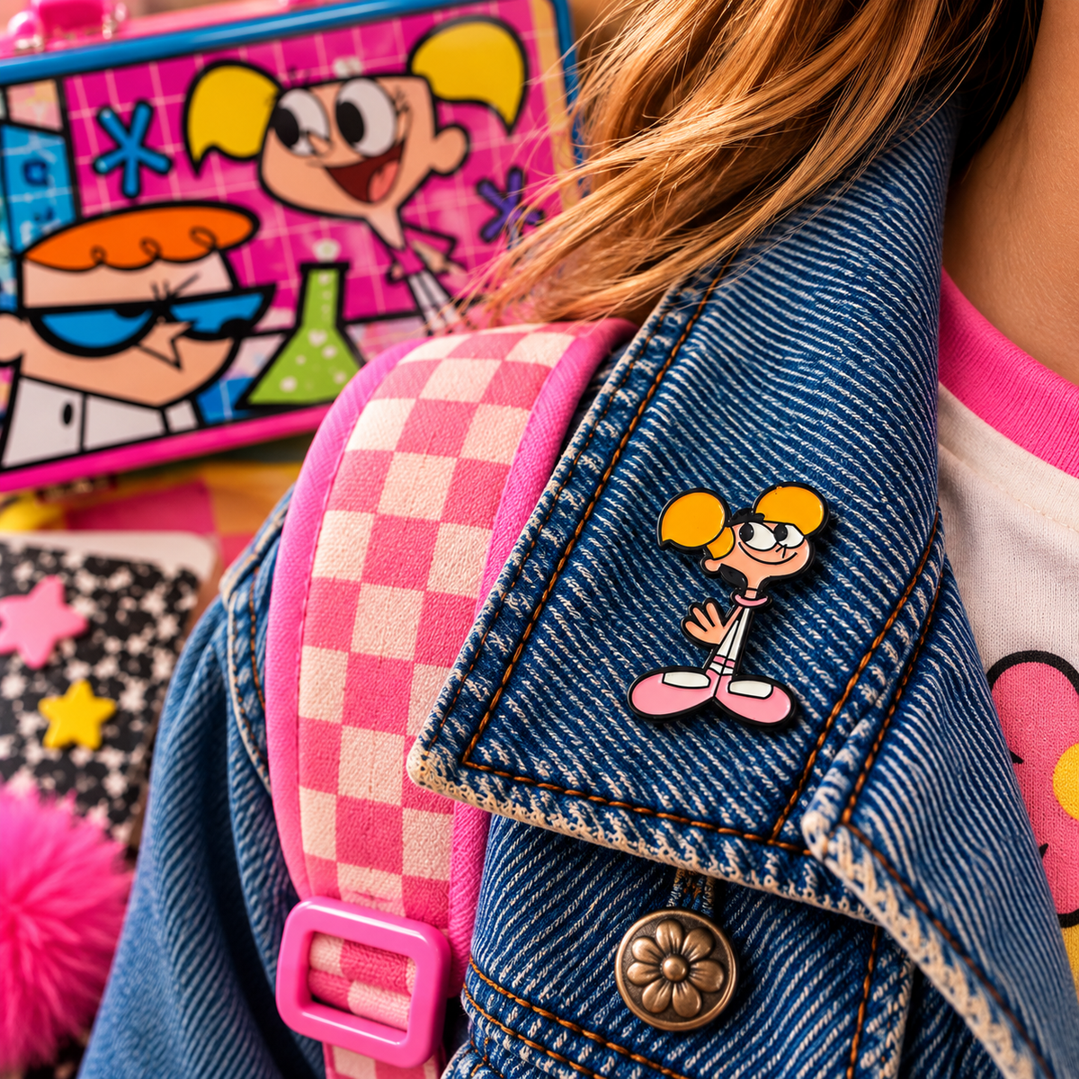 Dee Dee Dexter's Laboratory enamel pin lifestyle image
