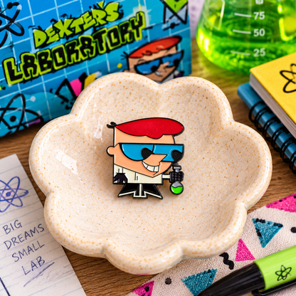 Dexter with flask enamel pin hero image