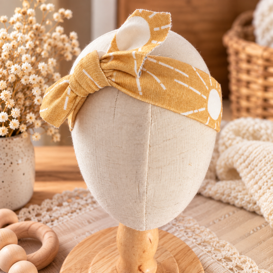 Golden sun organic cotton baby tie headband hero