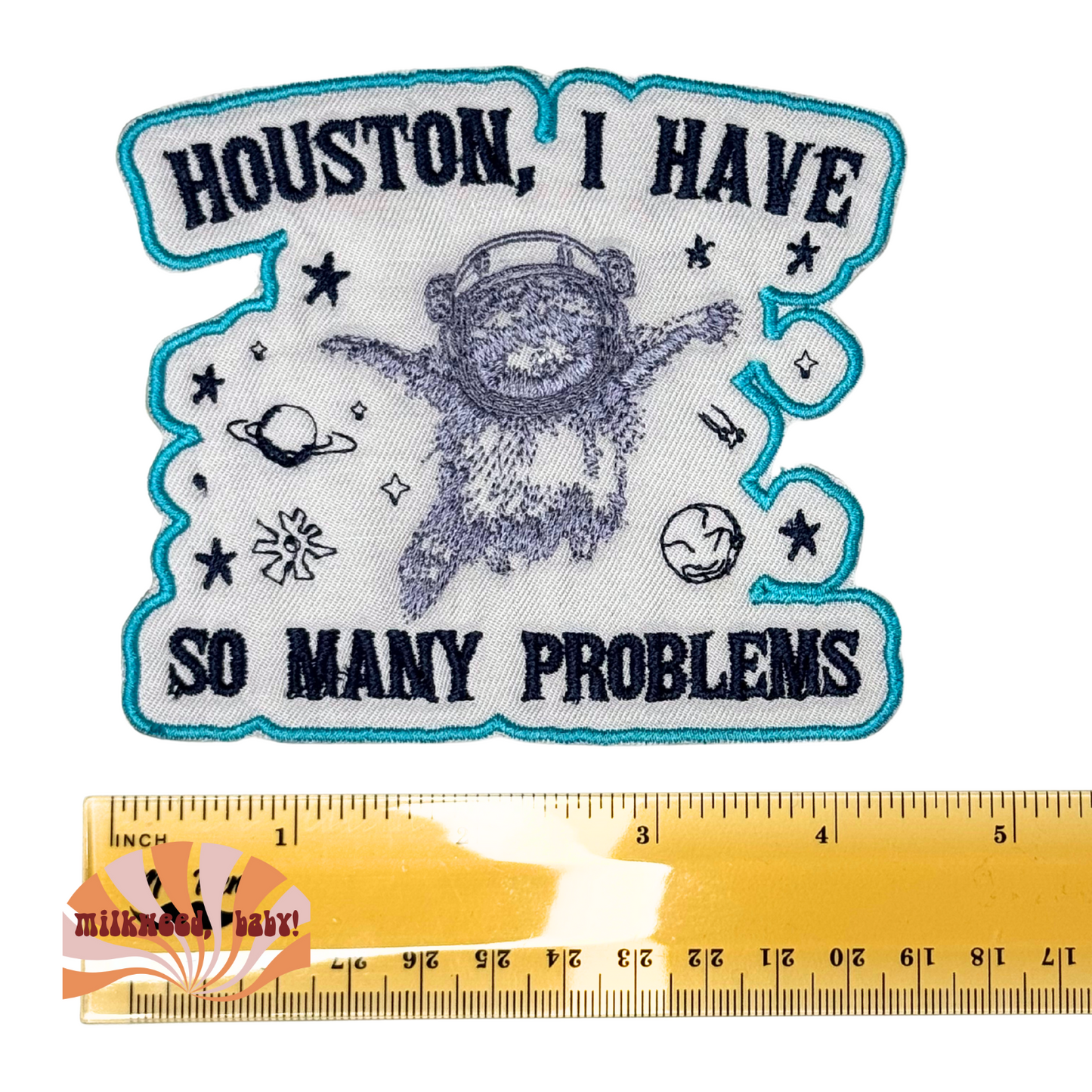 Patch shown with ruler for scale reference