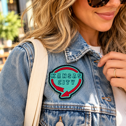 Kansas City Western Auto patch styled on a denim jacket