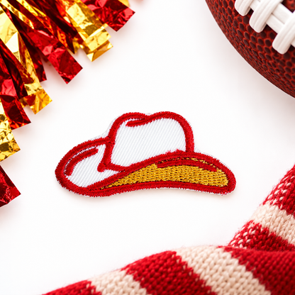 KC Chiefs colors cowboy hat iron-on patch styled hero