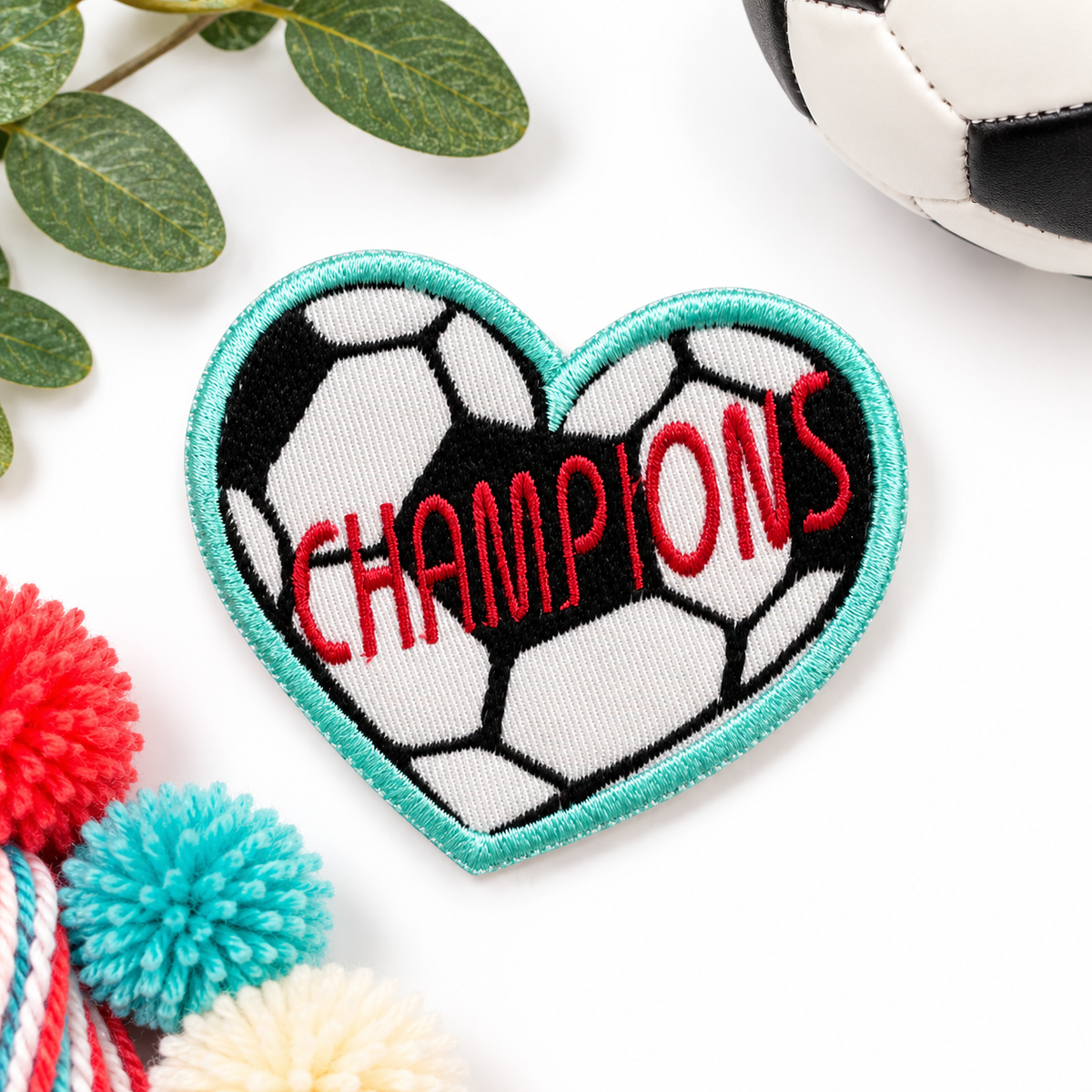 KC Current Champions soccer heart embroidered iron-on patch