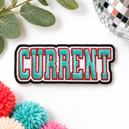 KC Current embroidered iron-on patch