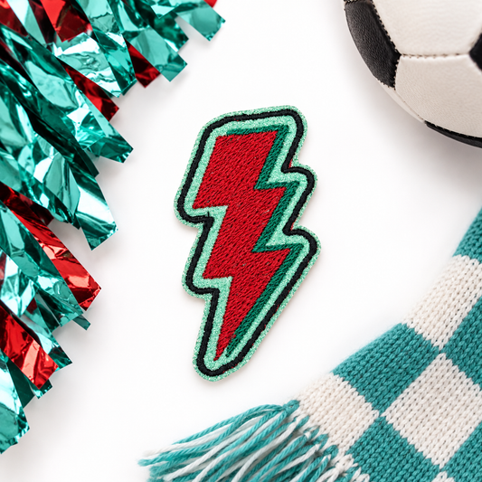 KC Current lightning bolt embroidered iron-on patch styled hero