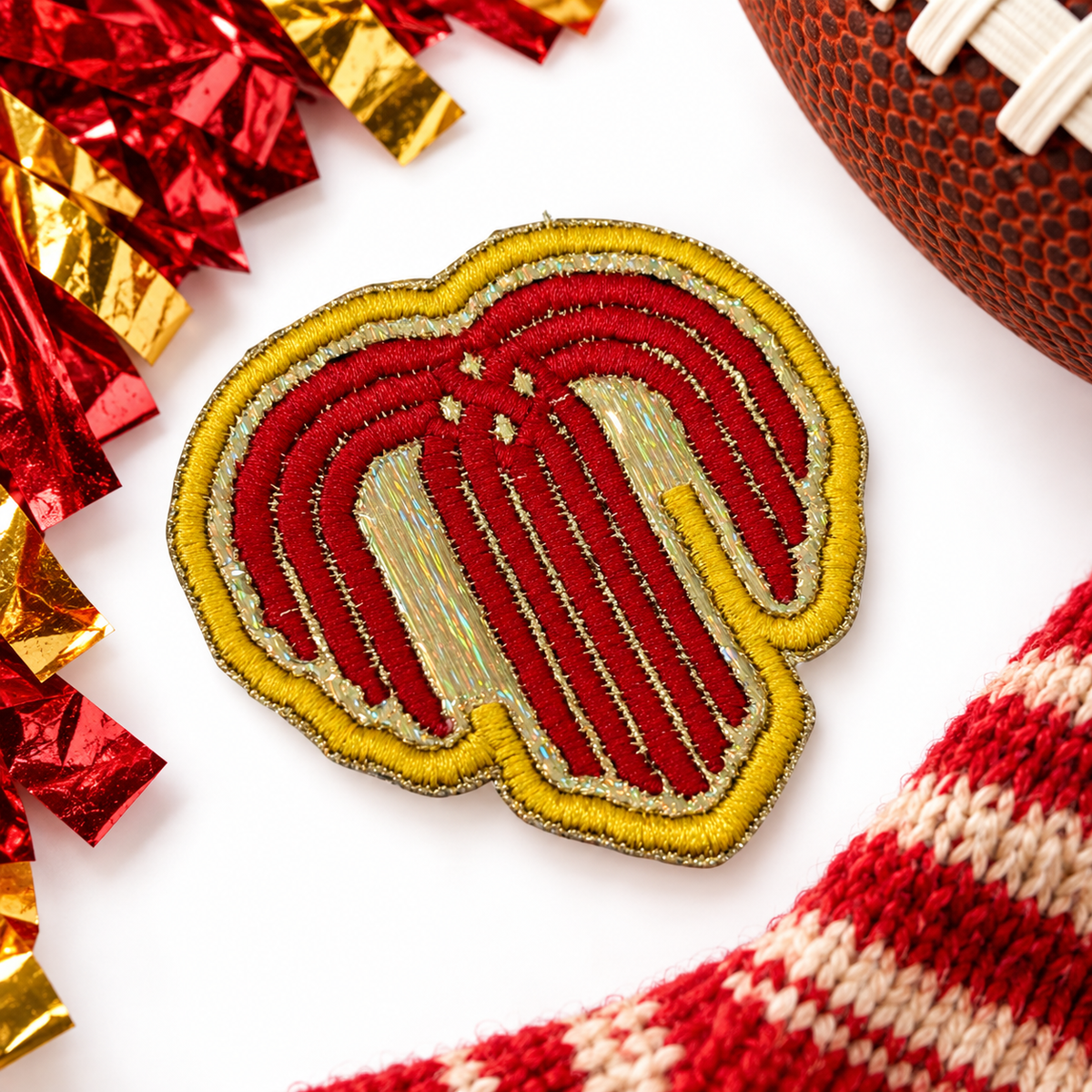 Kansas City fountain red and gold embroidered iron-on patch