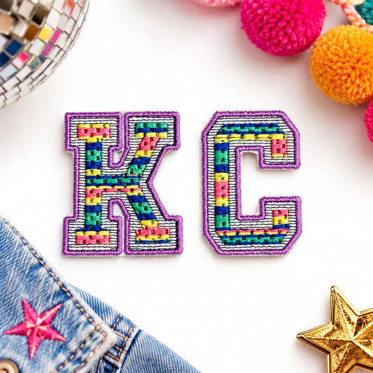 KC Rainbow Stitch Varsity patch hero