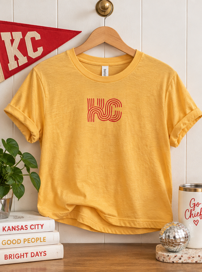 KC red and gold crop tee styled product photo