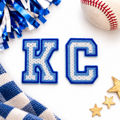 KC Royals Varsity iron-on patch styled hero