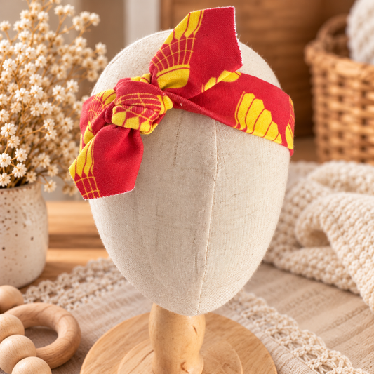 KC shuttlecock organic cotton baby tie headband hero