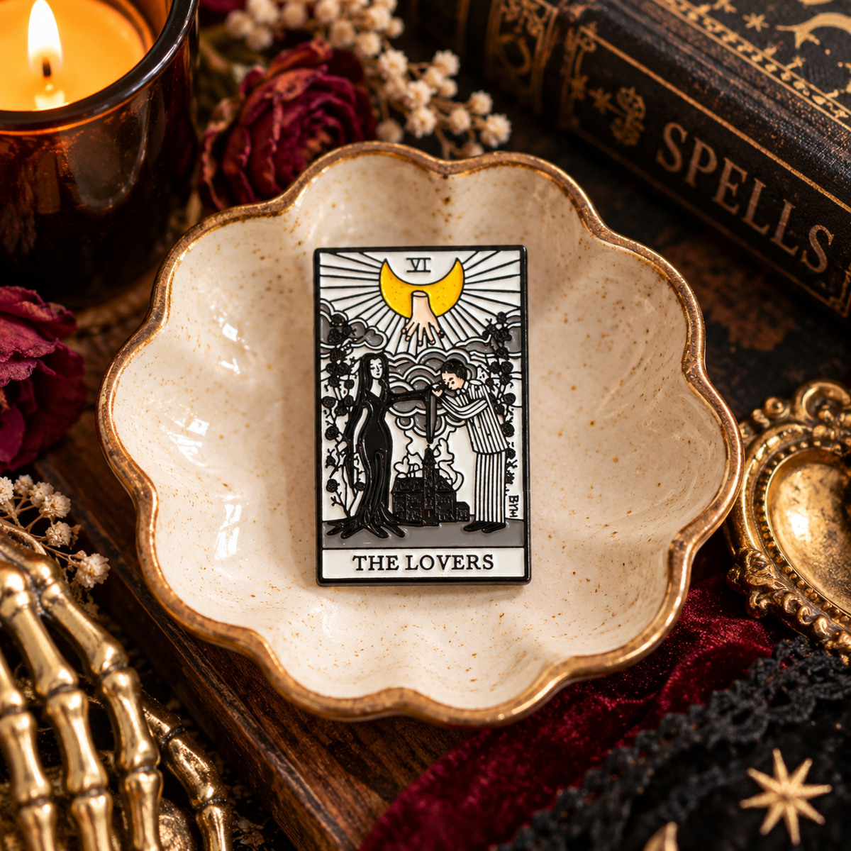 Gothic Lovers tarot enamel pin hero image