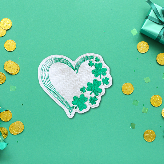 Emerald Green Shamrocks Heart Patch – Exclusive St. Patrick's Day Accessory