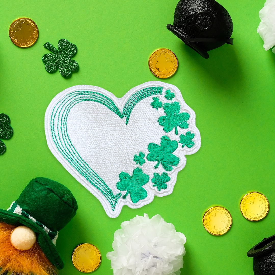 Emerald Green Shamrocks Heart Patch – Exclusive St. Patrick's Day Accessory