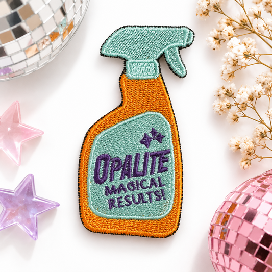 Opalite Magical Results embroidered spray bottle patch