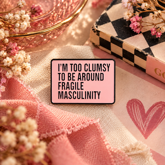 Pink quote enamel pin styled hero image