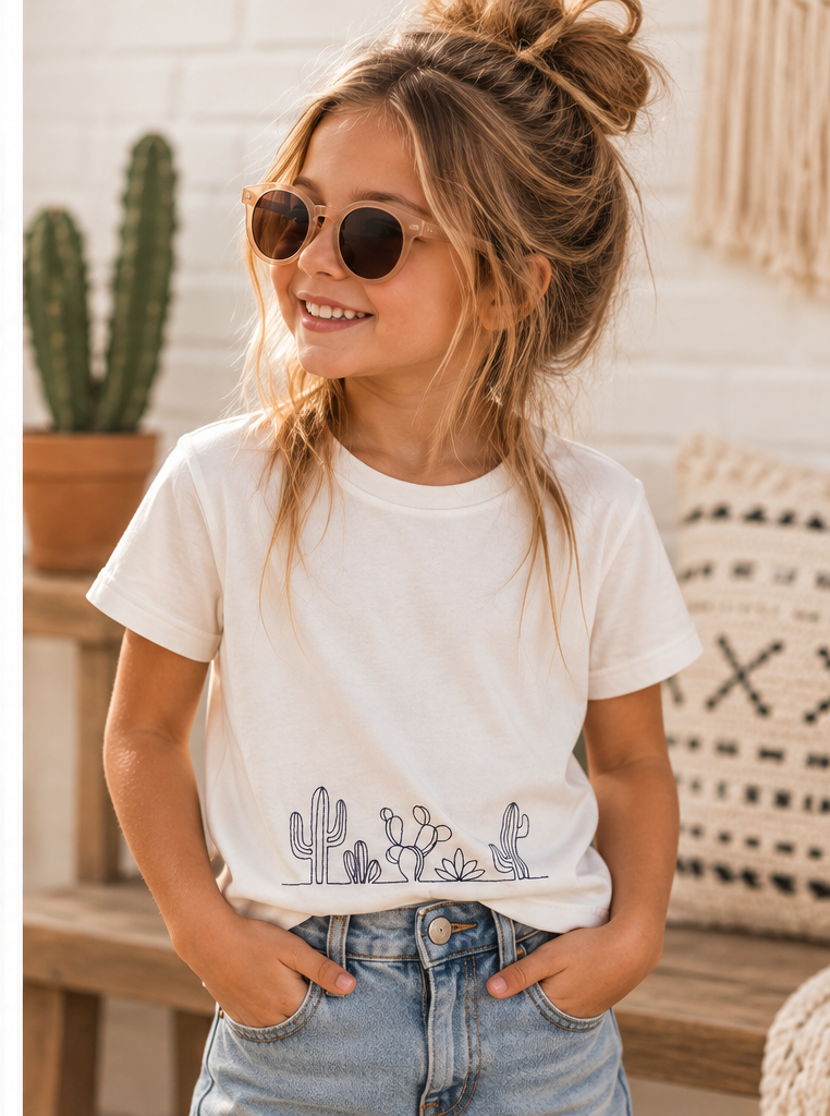 Youth model wearing Cacti Tee